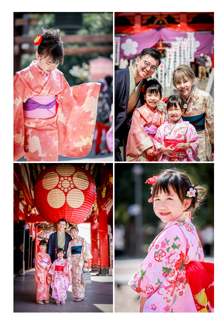 A family photo shoot at Osu Kannon in Nagoya