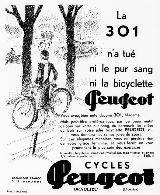 1933, publicité cycles-Peugeot