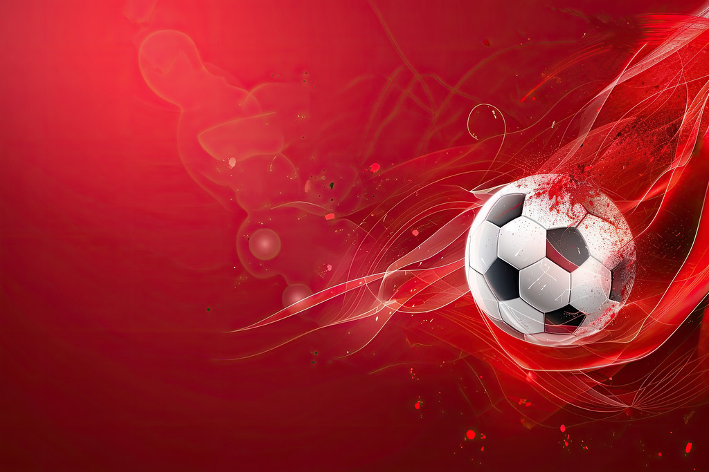 roter Hintergrund mit einen Fußball