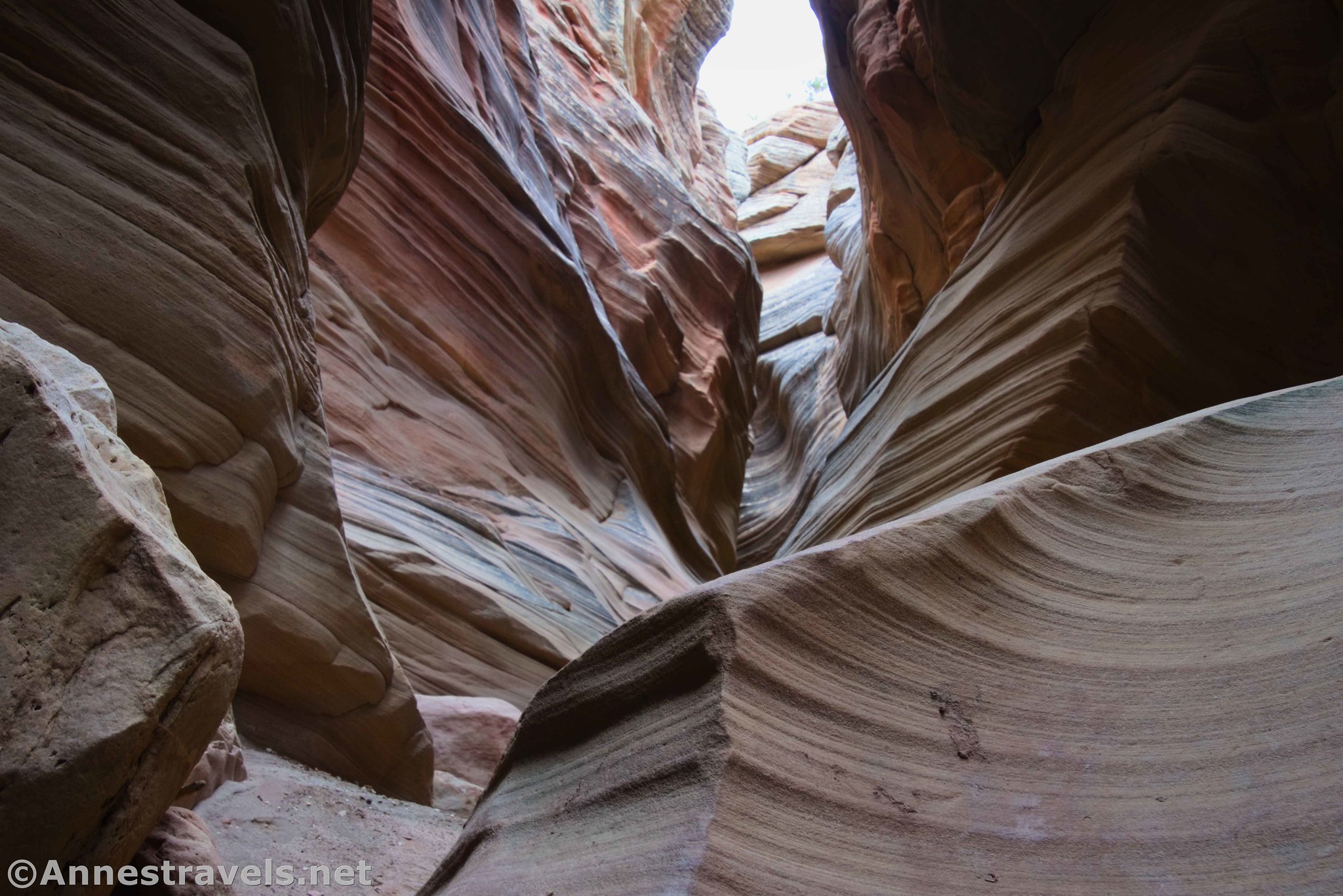 Striped and sculpted walls in Round Valley Draw, Grand Staircase-Escalante National Monument, Utah