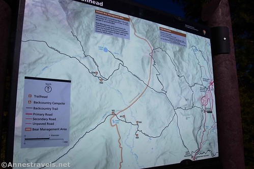 Map at the Snow Pass Trailhead, Yellowstone National Park, Wyoming