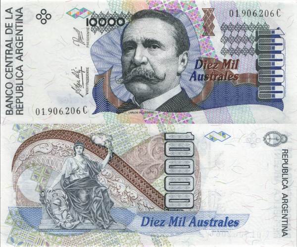 Argentina P.334b 10.000 Australes-1989-91