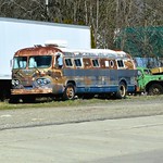 Abandoned bus off the side of Main Street, Frewsburg, New York (USA) 