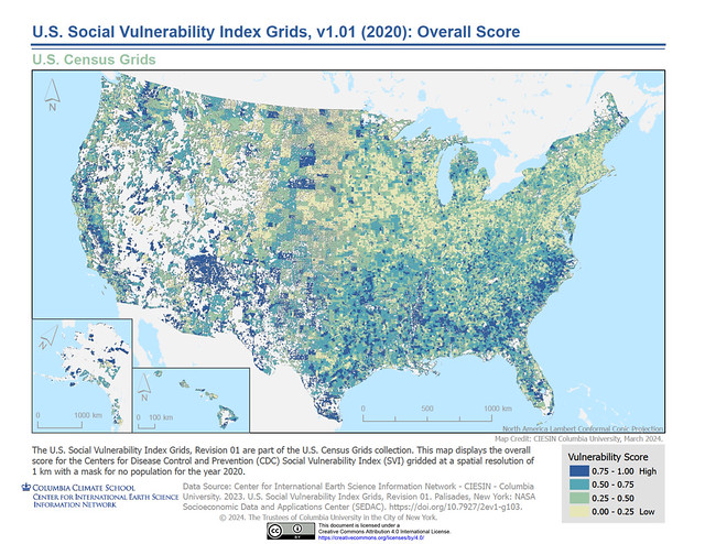 U.S. Social Vulnerability Index Grids, v1.01 (2020): Overall Score