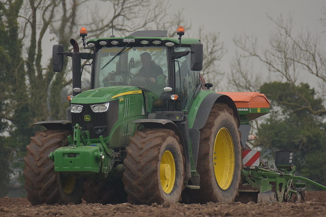 John Deere 6175R Tractor with an Amazone ADP 3000 Special Seed Drill & Power Harrow