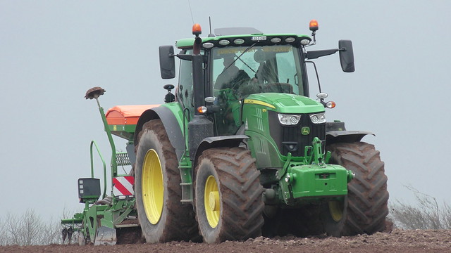 John Deere 6175R Tractor with an Amazone ADP 3000 Special Seed Drill & Power Harrow