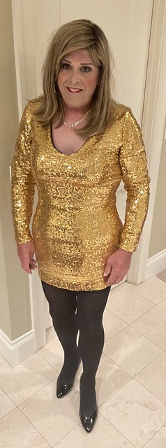 Gold dress Re Do with longer hair
