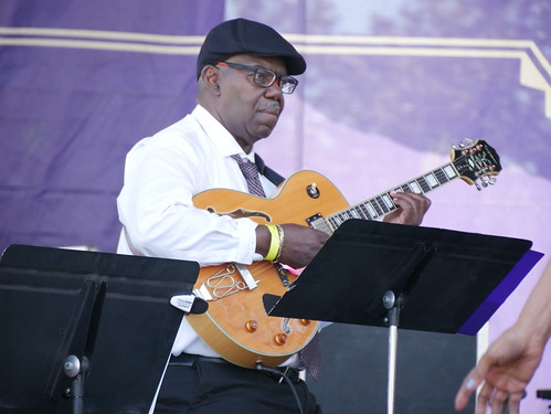 Detroit Brooks performs with the Dixie Cups at French Quarter Fest on April 13, 2024. Photo by Louis Crispino.