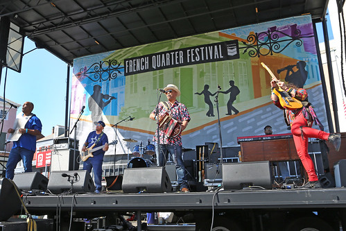 Corey Ledet & His Zydeco Band on Friday, April 12 at French Quarter Fest 2024. Photo by Bill Sasser.