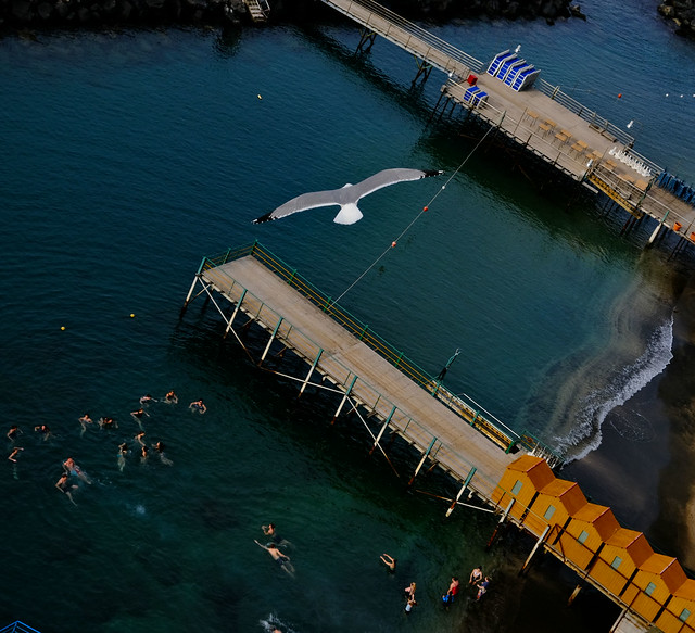 In volo sui primi bagnanti! Flying over the first swimmers!
