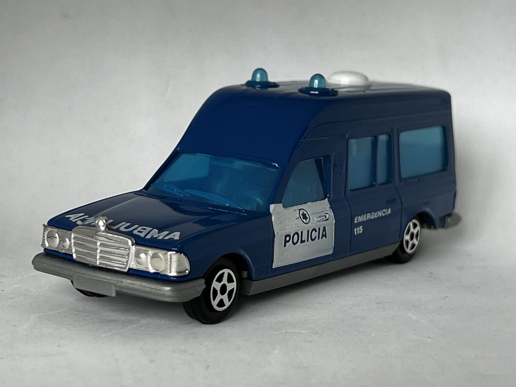 Norev - Jet-Car - Mercedes Ambulance - Policia / PSP - Portuguese Police - Miniature Diecast Metal Scale Model Emergency Services Vehicle