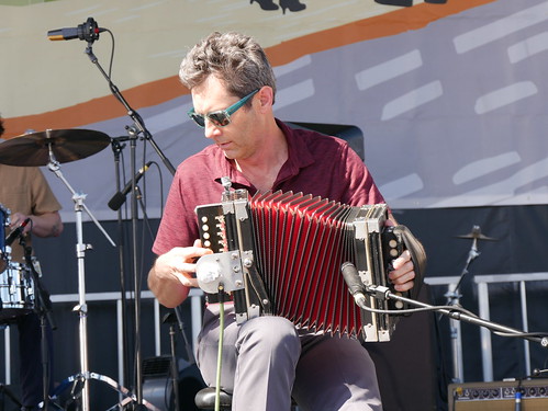 Andre Michot of Lost Bayou Ramblers at French Quarter Fest on April 13, 2024. Photo by Louis Crispino.