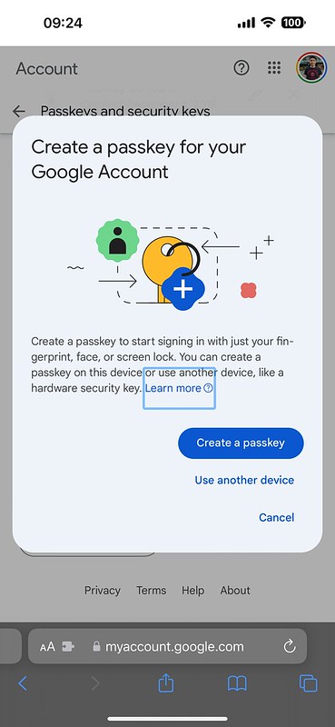 Google Security Key - Create A Passkey
