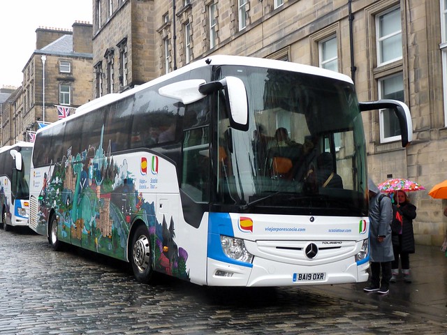 TA Scotland t/a Viajar Por Escocia Mercedes Benz Tourismo BA19OXR at High Street, Edinburgh, on 29 March 2024.
