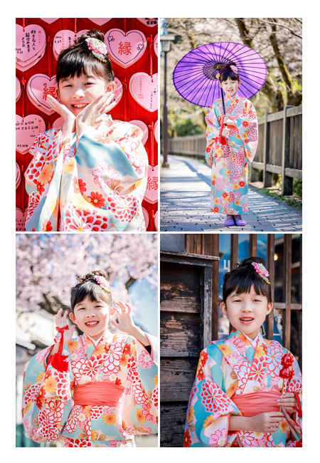 Wearing kimono for a location photo shoot in Inuyama