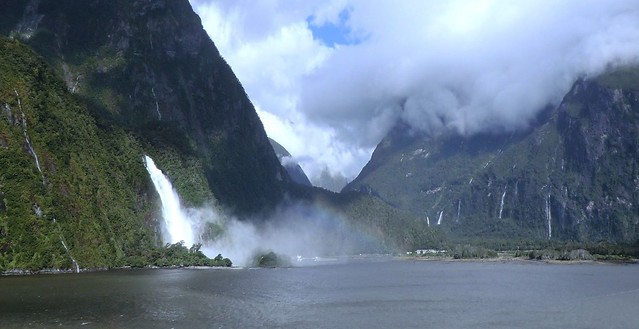 Waterfalls at New Zealand's Milford Sound