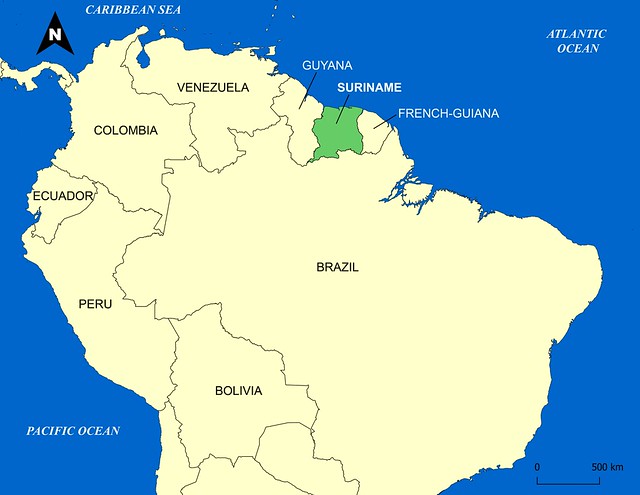 Suriname Location Map South America