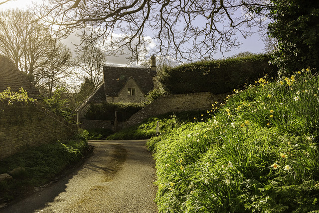 A village lane, Ablington in the Coln valley, Gloucestershire