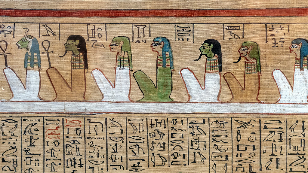 Egyptian Book of the Dead, The gods Nut, Horus, Isis, Nephthys, Hu, Sia, and Southern Road