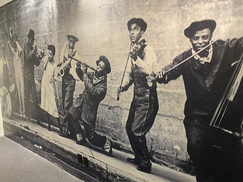 King Oliver & His Creole Jazz Band mural at the New Orleans Jazz Museum, April 2024. Photo by Carrie Booher.