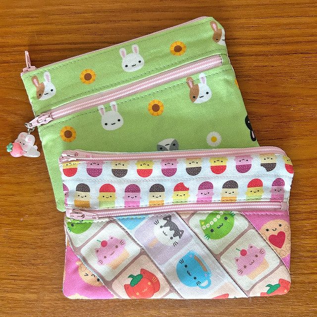 Handmade pouches with my Spoonflower fabric