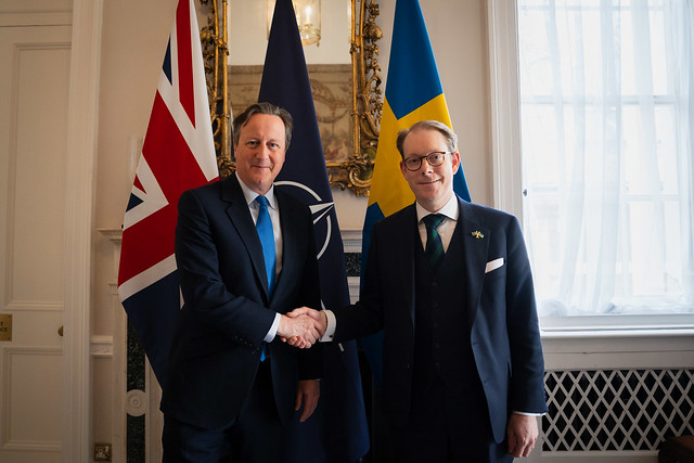 Foreign Secretary David Cameron meets Swedish Foreign Minister