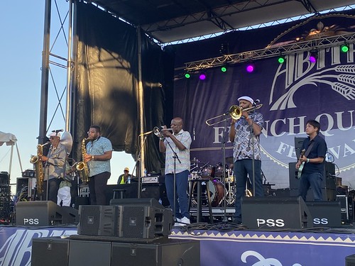 Dirty Dozen Brass Band at French Quarter Fest on Sunday, April 14, 2024. Photo by Carrie Booher.