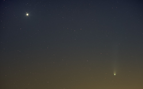 Comet 12P/Pons-Brooks and Jupiter by Radical Retinoscopy, Jupiter and Comet 12P/Pons-Brooks was photographed after sunset on April 8, 2024. This was the eveni