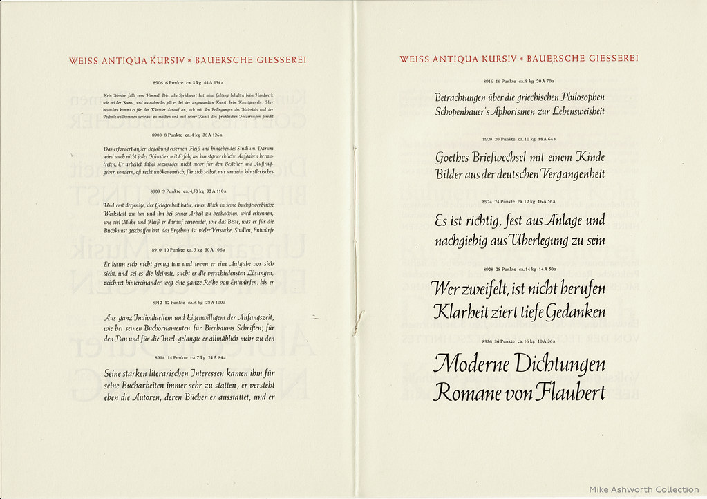 Weiss Schriften : Weiss Antiqua und Kursiv : specimen booklet : Bauersche Giesserie : Frankfurt am Main : Deutschland : 1931 : pages 4 & 5