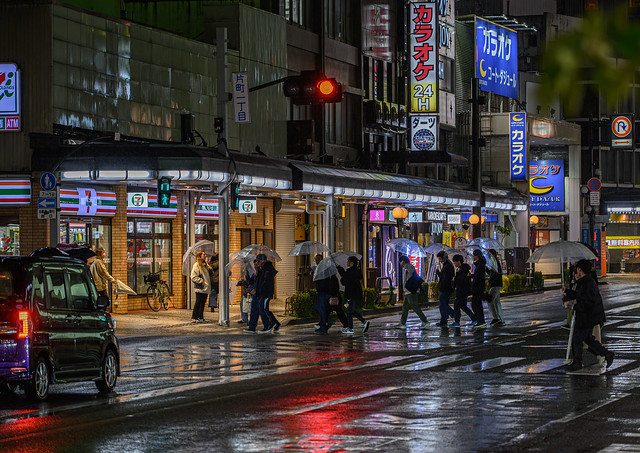 Kanazawa by night  street crossing