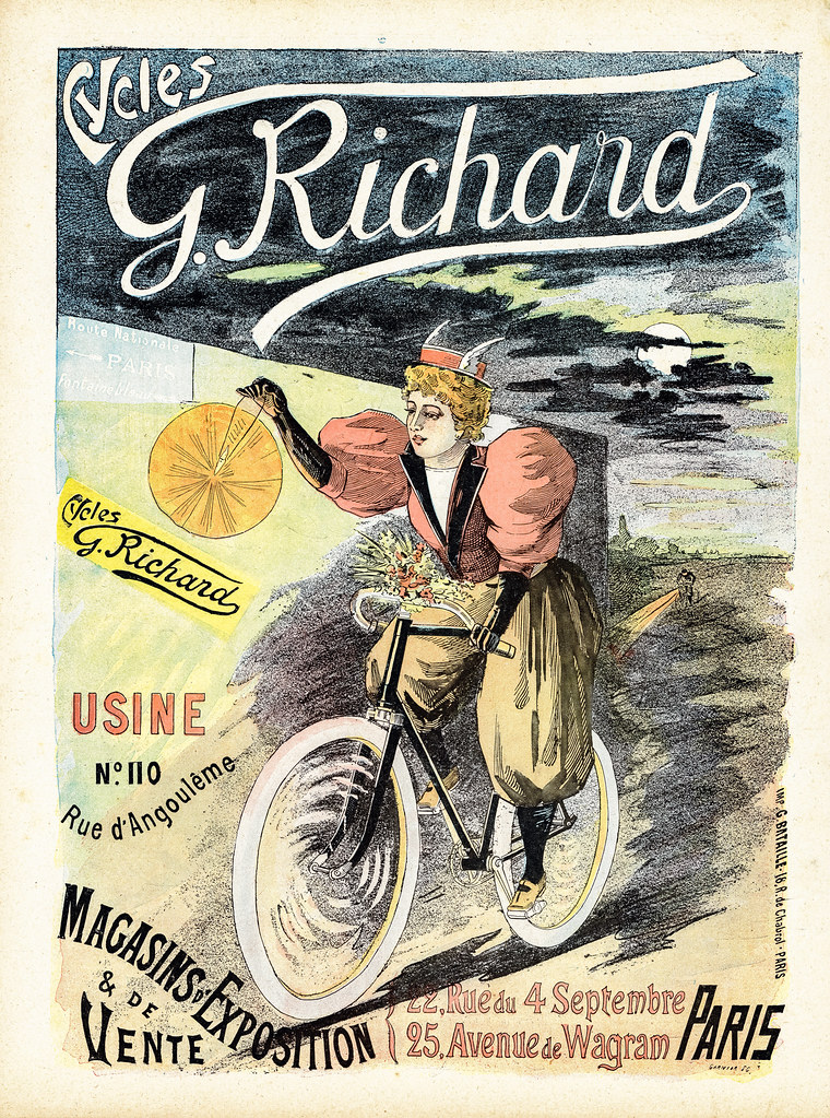Ad for the G. Richard brand of bicycles in the French magazine “Le Rire,” No. 38, 1898.  Art by Garnier.