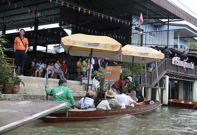 Umbrellas over the boat moorings - Floating Market - Damnoen Saduak Ratchaburi Thailand