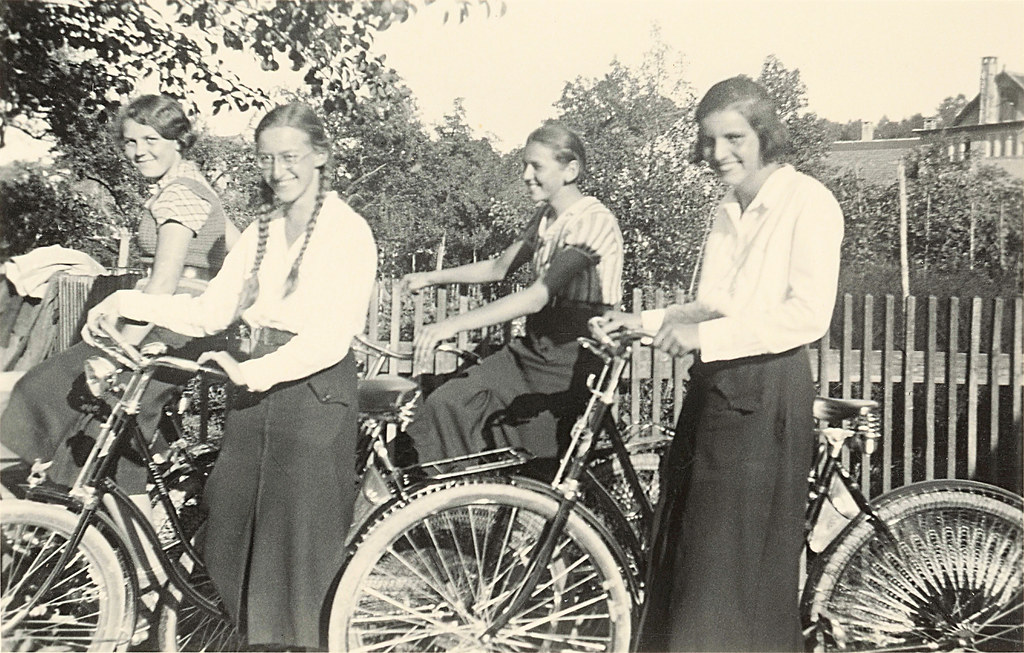 Young ladies and their bikes