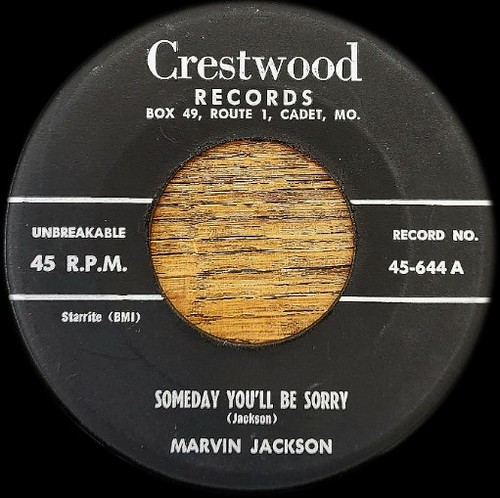 Marvin Jackson - Crestwood Records #644 (Starday Custom) 45 rpm - July 1957
