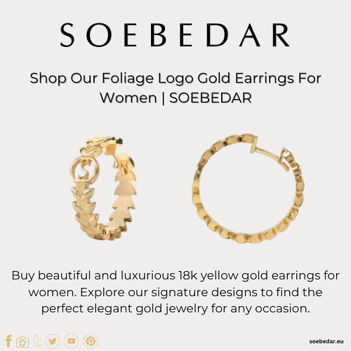 Shop Our Foliage Logo Gold Earrings For Women | SOEBEDAR - 1