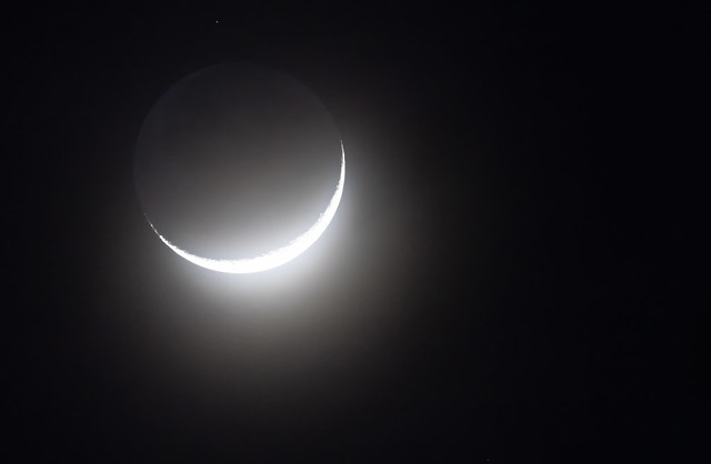 Waxing Crescent 4% Earthshine Moon April 10