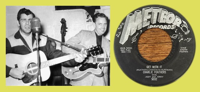 Charlie Feathers with his Meteor 45 rpm Record - # 5032 - June 1956