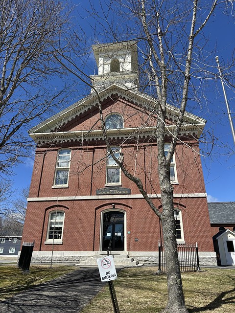 Washington County Courthouse in Machias, Maine. Built in 1853 using the Italianate Style. NRHP designated in 1976.