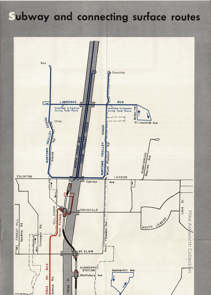 How to use Canada's First Subway : leaflet issued by the Toronto Transit Commission : Toronto, Canada : 1954 : Subway and connecting routes (North Section)