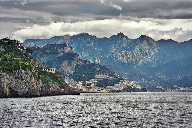 Amalfi ferry pov amalfi mountains