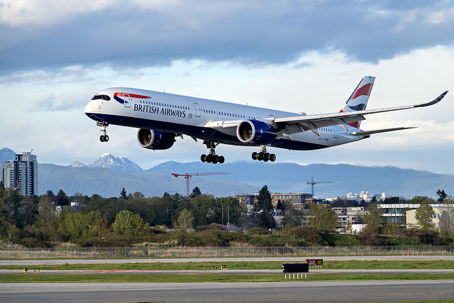 British Airways A350-1000 arriving into YVR