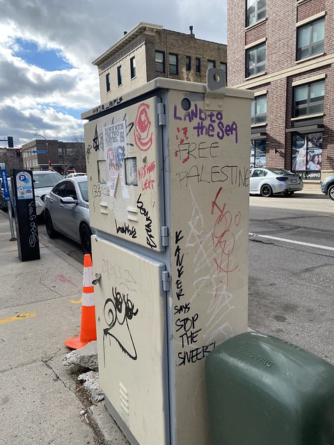 4.17.2024 - Graffiti on utility box outside the 19 Bar