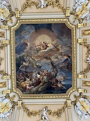 The ceiling fresco in the Hall of Columns "The Birth of the Sun" (1753-62) by Corrado Giaquinto