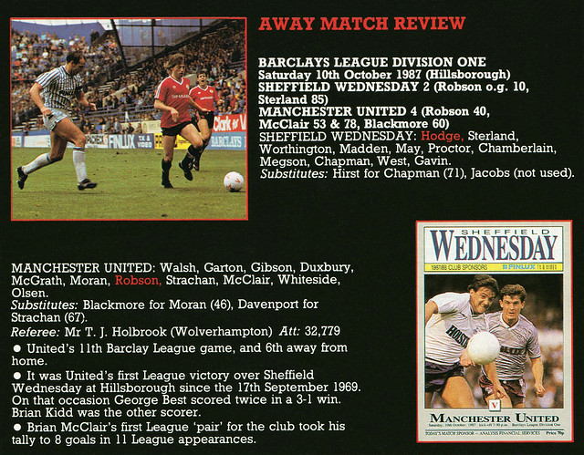 Sheffield Wednesday 2-4 Manchester United 10th October 1987