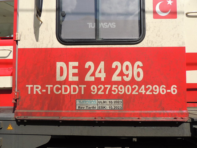 Detail from the cab of a Turkish Railways DE24000 class diesel-electric locomotive waits to depart Eskişehir Gar with the 'Pamukkale Ekspresi' to Denizli