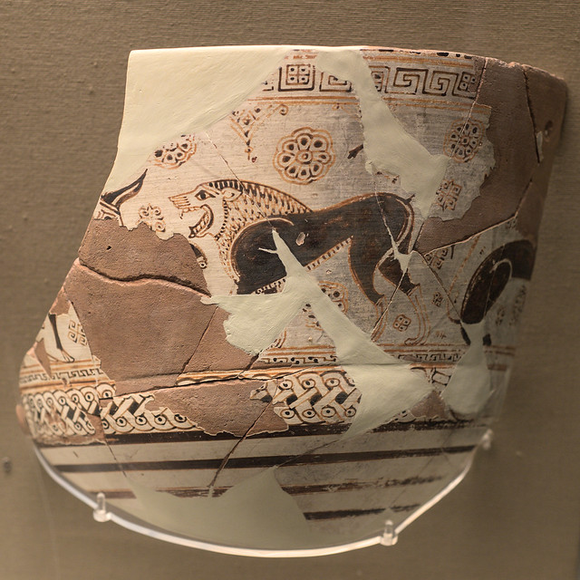 Fragment of a Chiot heavy chalice with animal frieze from Naukratis