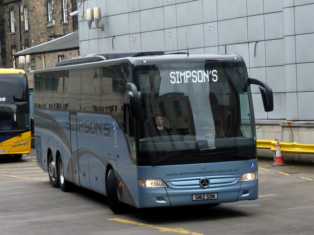 Simpson's of Rosehearty Mercedes Benz Tourismo M SM12SON parking up after operating Citylink service M92 to Edinburgh at Edinburgh Bus Station on 12 April 2024.
