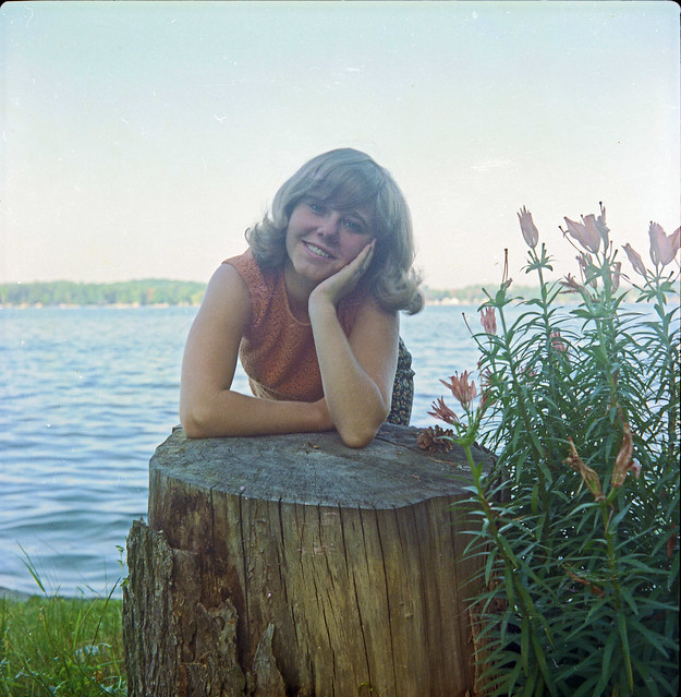 Woman Posing at Tree Stump, 1960s