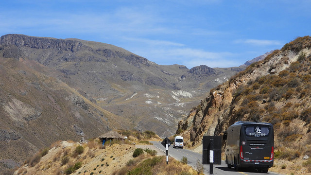 Road through the Andes, Colca Valley near Chivay, Arequipa, Peru