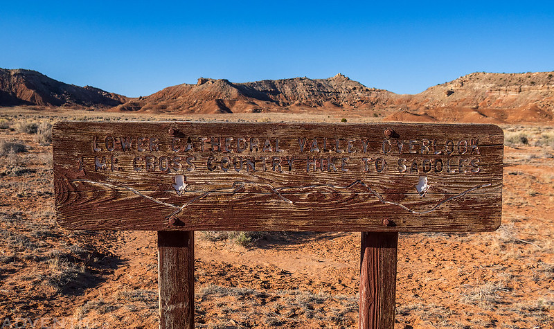 Lower Cathedral Valley Overlooks Sign